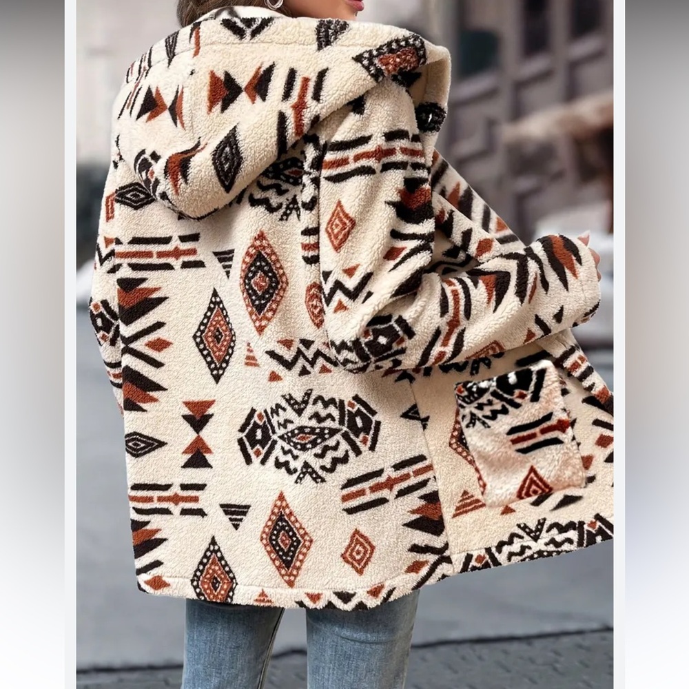 🌵Aztec Western Print Button Front Loose Jacket